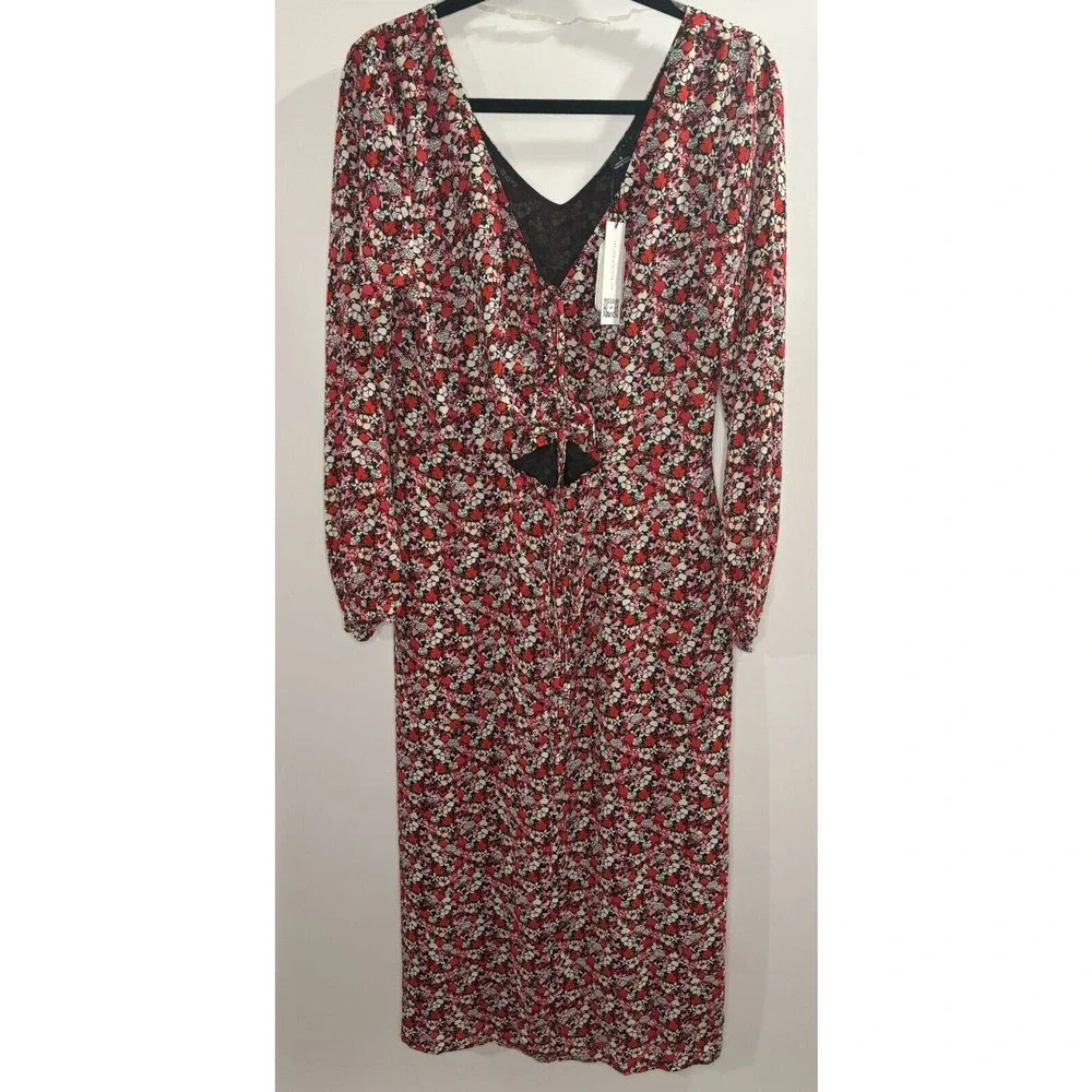 Sanctuary $149 NWT Floral Print Chiffon Halter‎ Neck Cut-Out Midi Dress Size 8